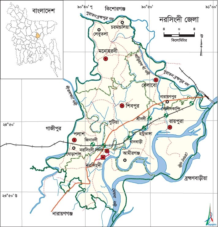 নরসিংদী জেলার মানচিত্র